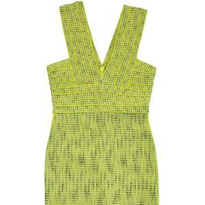 Herve Leger Lime-Green Jacquard Bandage Dress